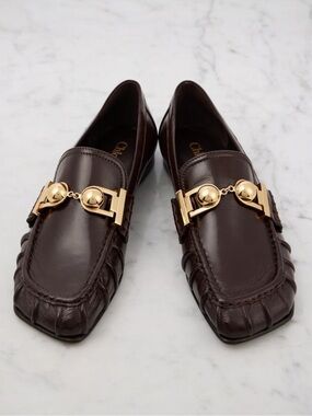 Chloe Miles Soft Ruched Vamp Leather Loafers